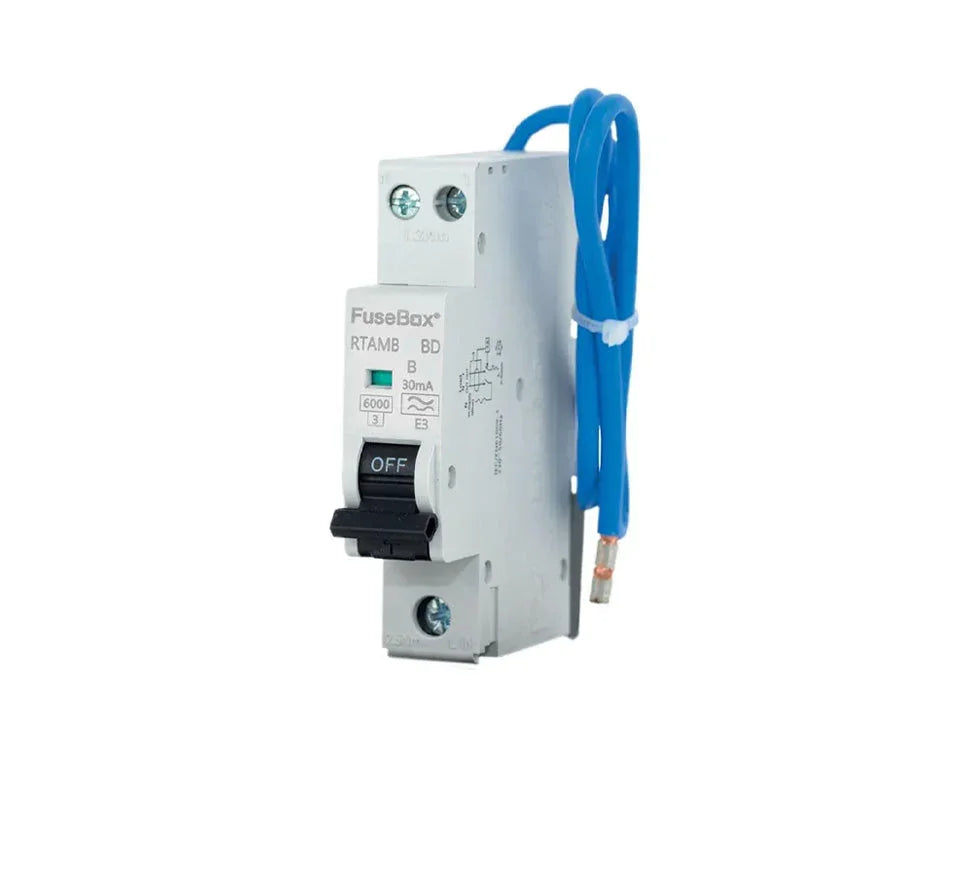 Type A 2-pole miniature RCBO with blue wire for circuit protection
