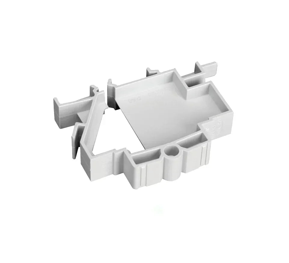 Grey plastic consumer unit accessory part for electrical fuseboard installation