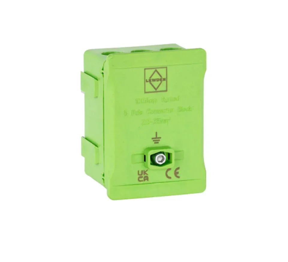 Green electrical connector block for circuit protection and consumer units