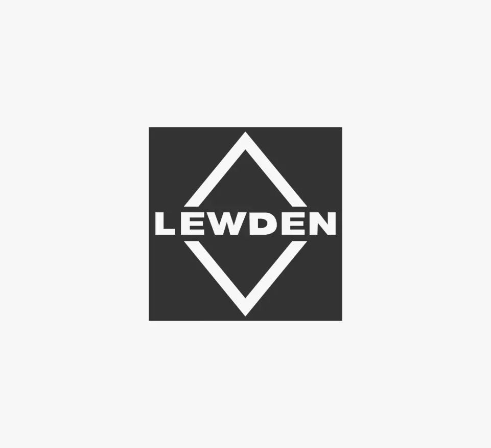 Lewden logo in black square, white diamond outline, electrical consumer unit branding