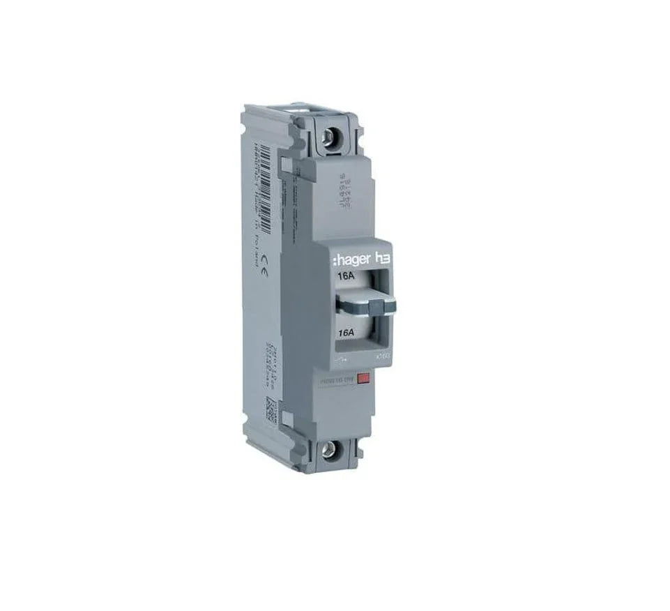 Single pole miniature circuit breaker, 16A, grey, for electrical consumer unit protection