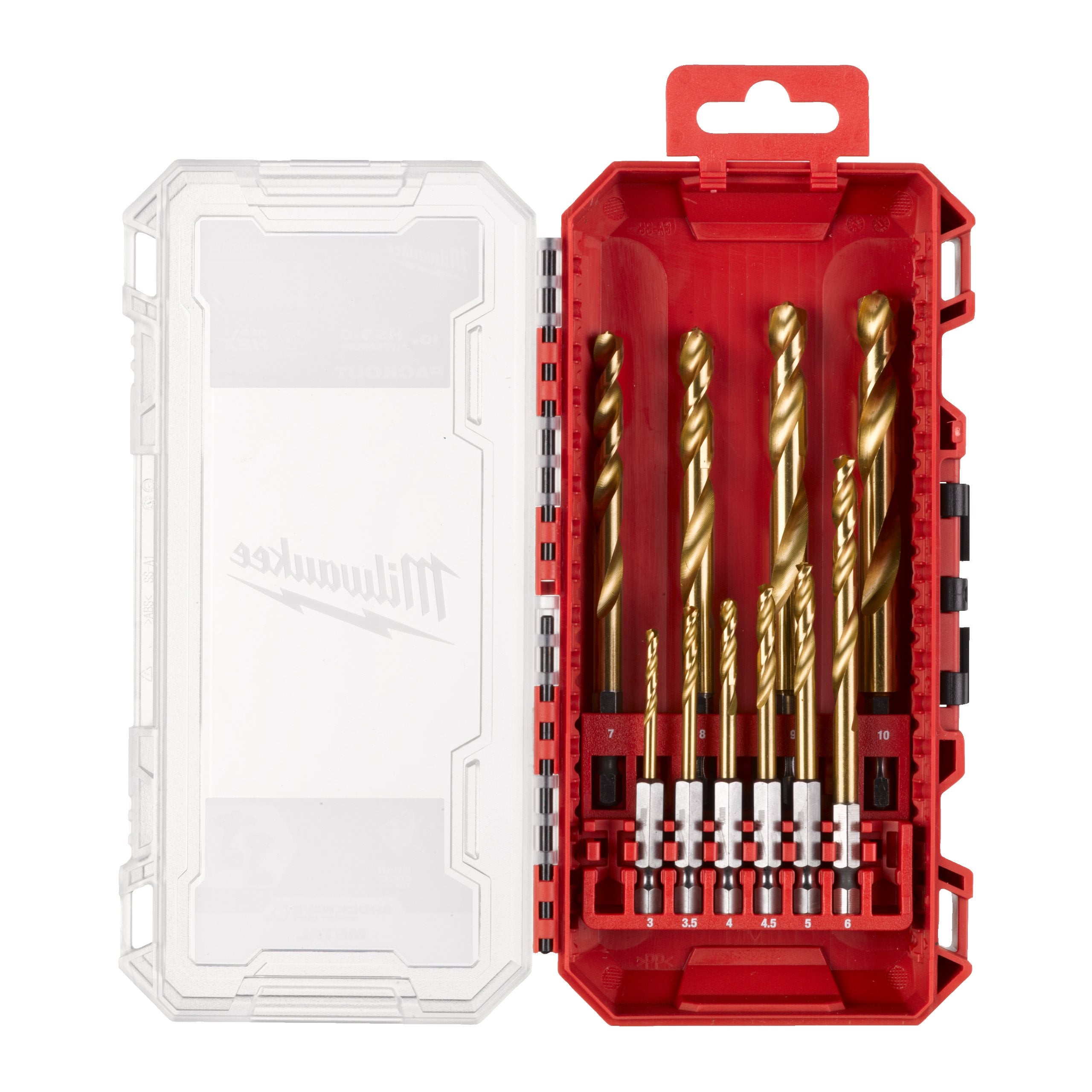 Milwaukee SHOCKWAVE HSS-G TiN Red Hex Metal Drill Bit Set 10 Piece