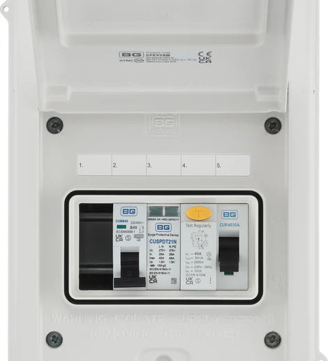 White electrical panel with control panel on a white background