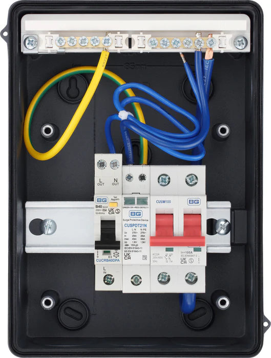 Electrical panel with wiring and BG brand circuit breakers