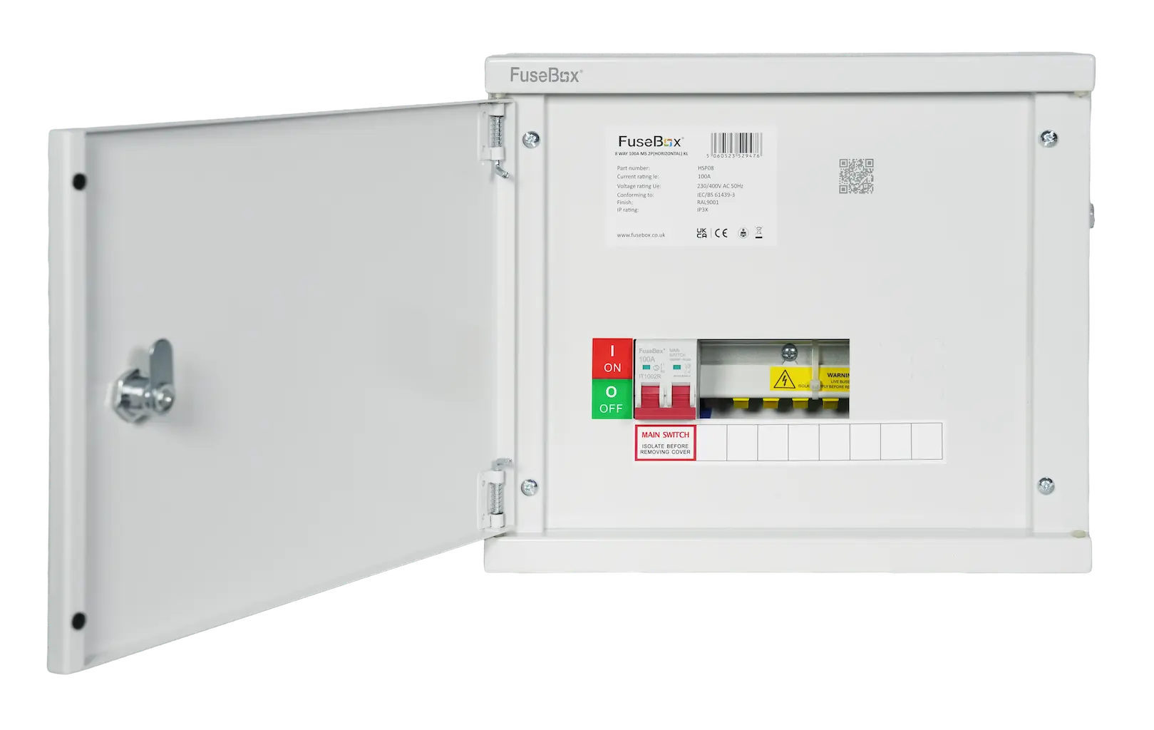 FuseBox HSP08 8 Way 100A Main Switch Horizontal Consumer Unit - HSP08