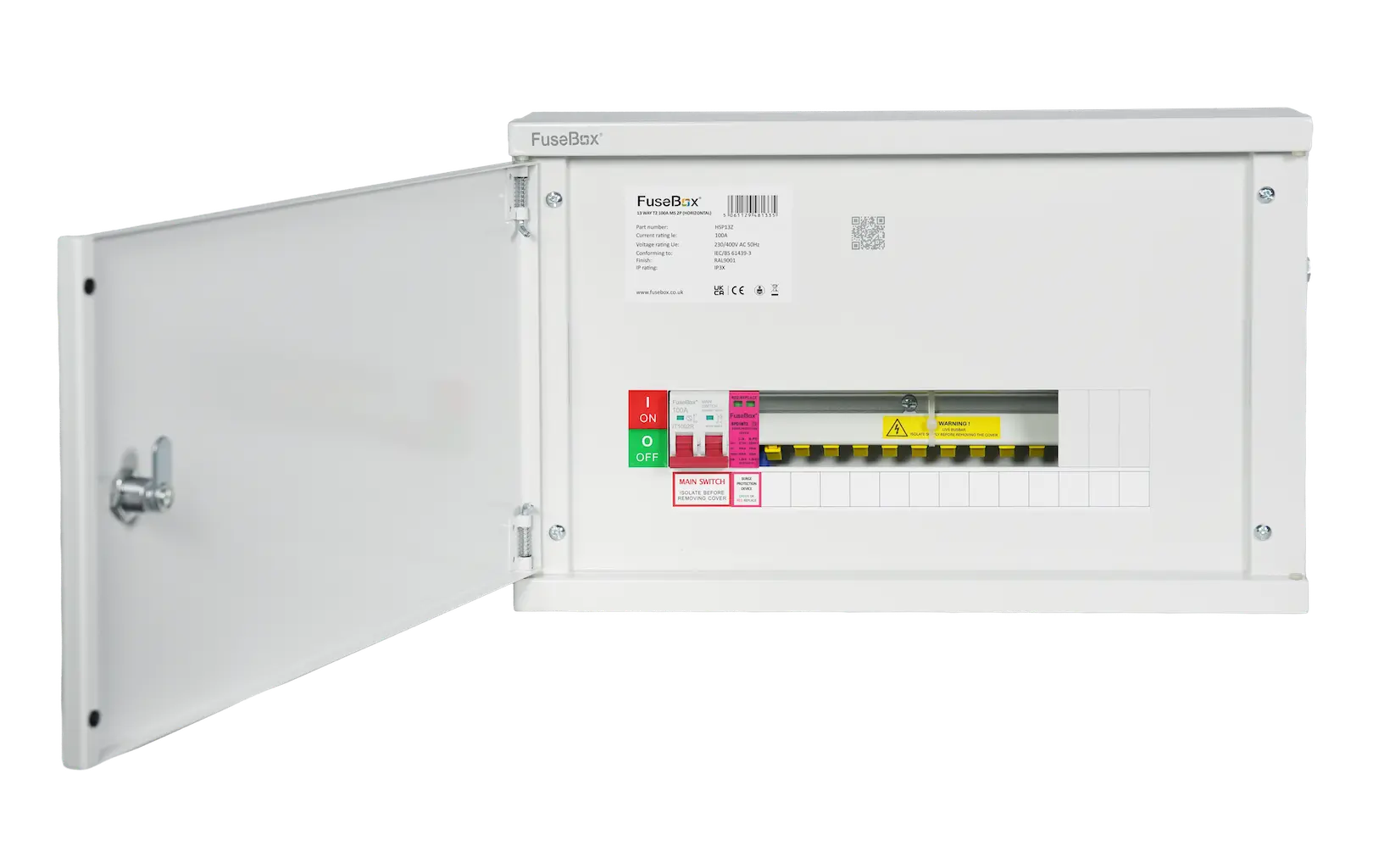 FuseBox HSP13Z 13 Way 100A Main Switch Horizontal Consumer Unit with Type 2 SPD - HSP13Z