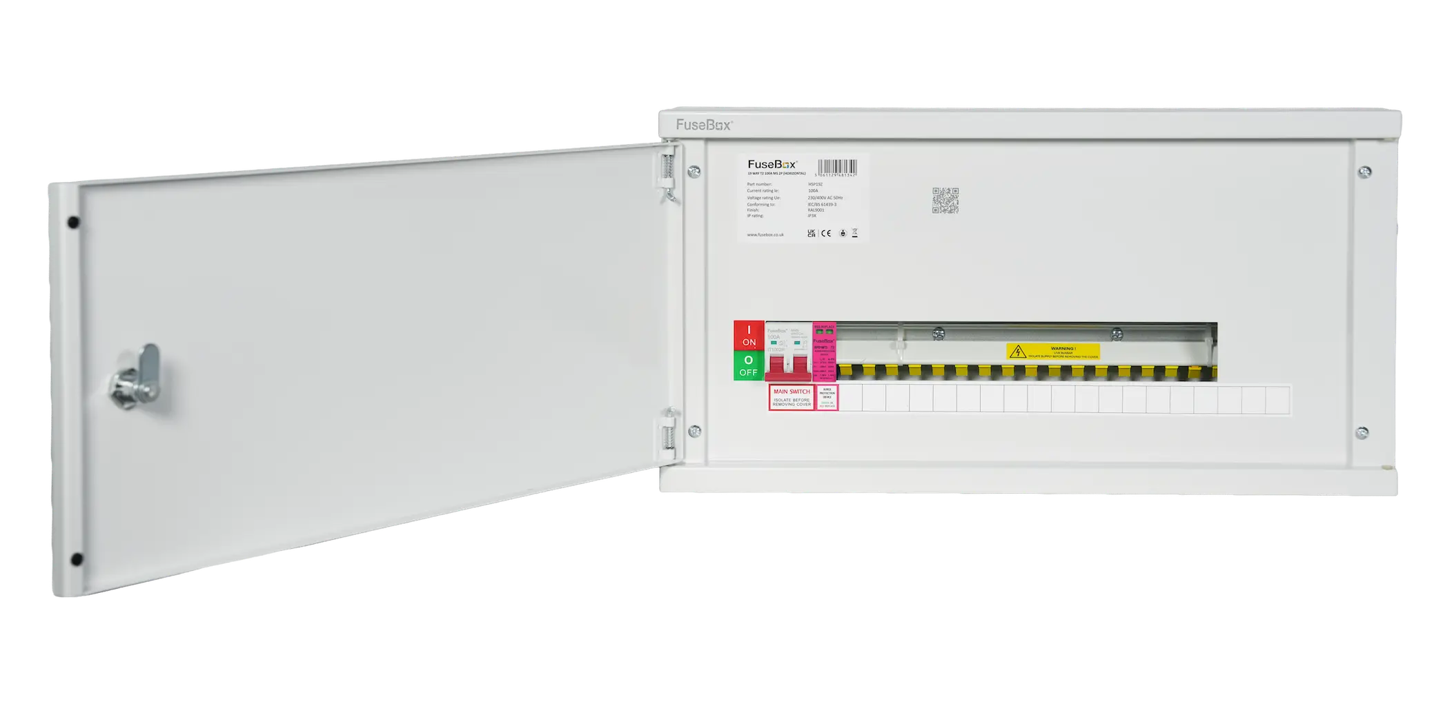 FuseBox HSP19Z 19 Way 100A Main Switch Horizontal Consumer Unit with Type 2 SPD - HSP19Z