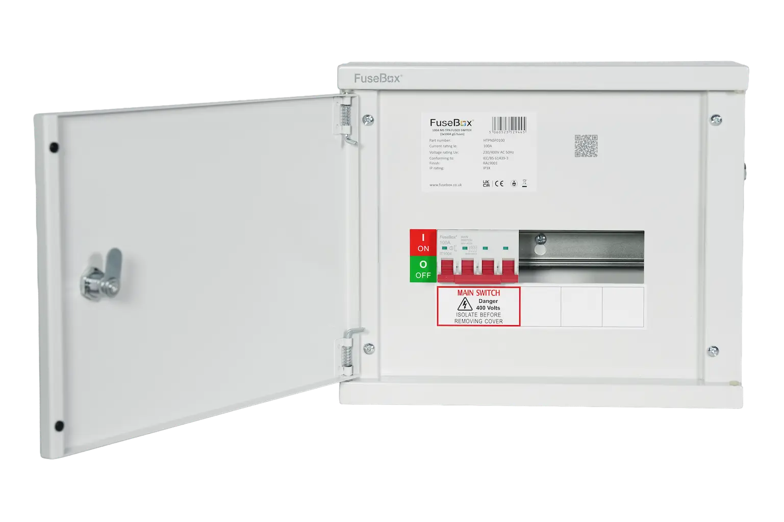 FuseBox EHTPNSF0100 100A TP&N Horizontal Fused Switch Enclosure with 3 x 100A gG Fuses - EHTPNSF0100