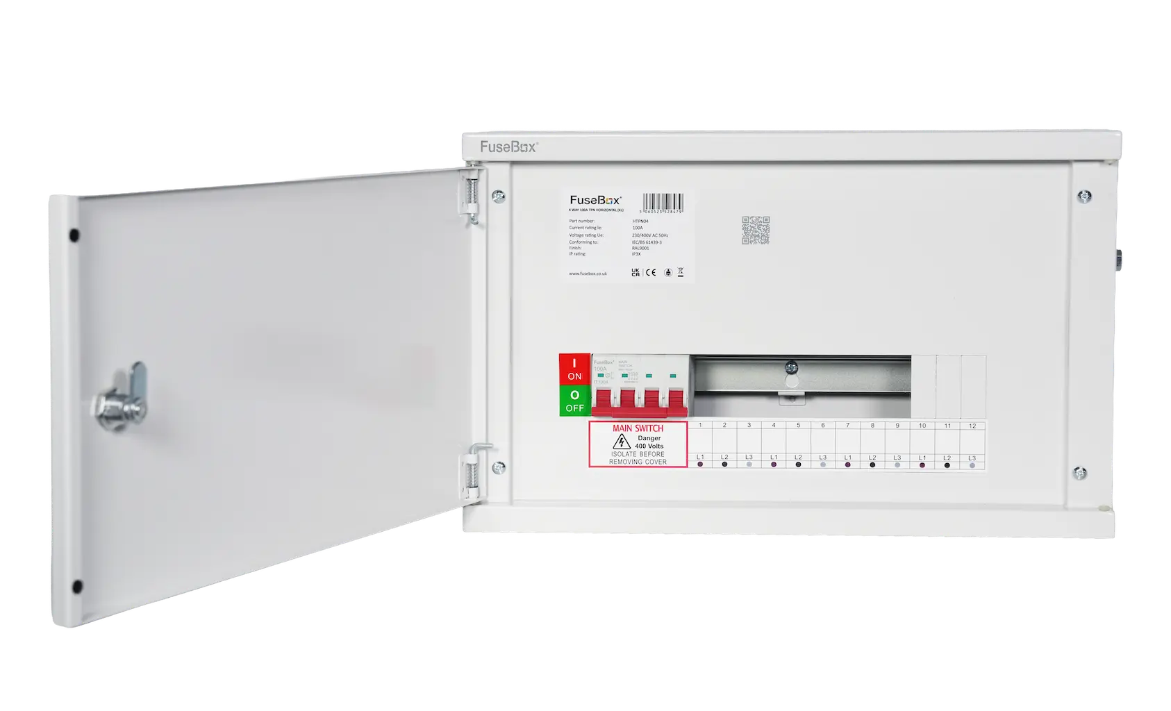 FuseBox HTPN04 4 Way 100A TP&N Horizontal Distribution Board - HTPN04