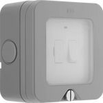 Gray electrical junction box with switch and cover