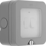 Gray electrical junction box with switch and cover