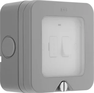 Gray electrical junction box with switch and cover