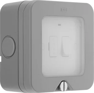 Gray electrical junction box with switch and cover