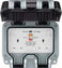 Wristwatch with a white face and black strap on a light background