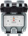 Wristwatch with a white face and black strap on a light background