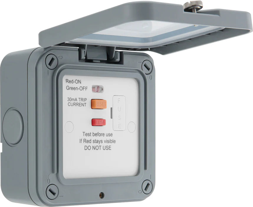 Electrical breaker panel with visible switches on a white background