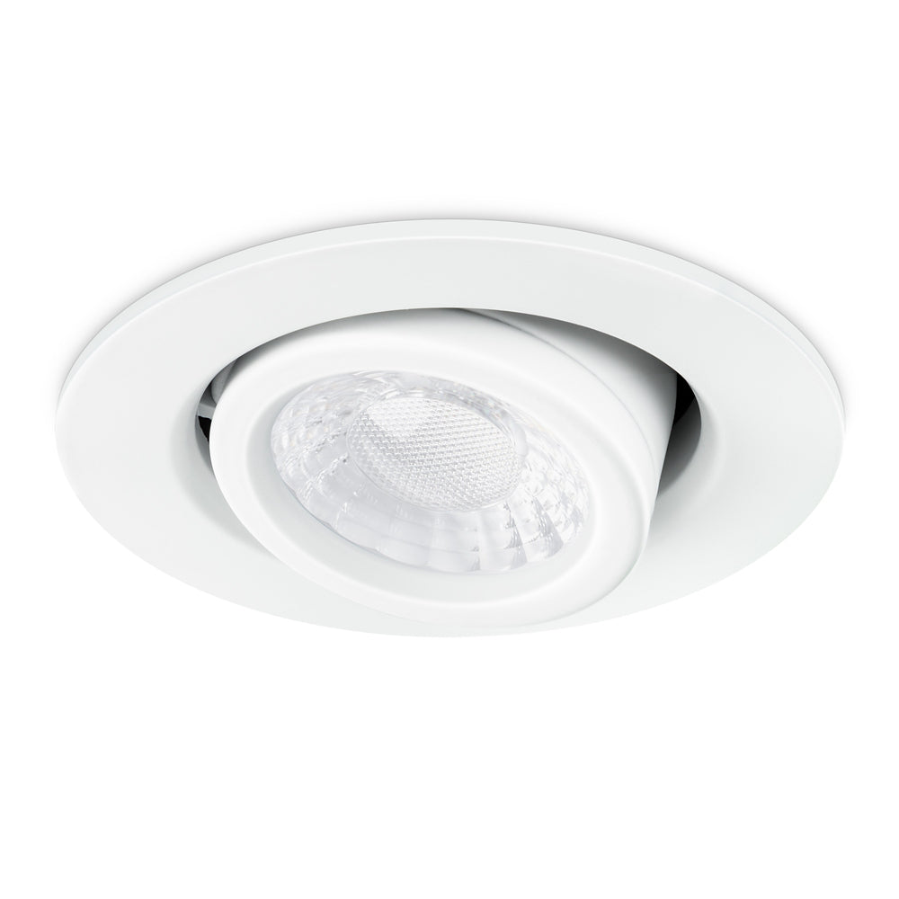 White recessed ceiling light on a white background