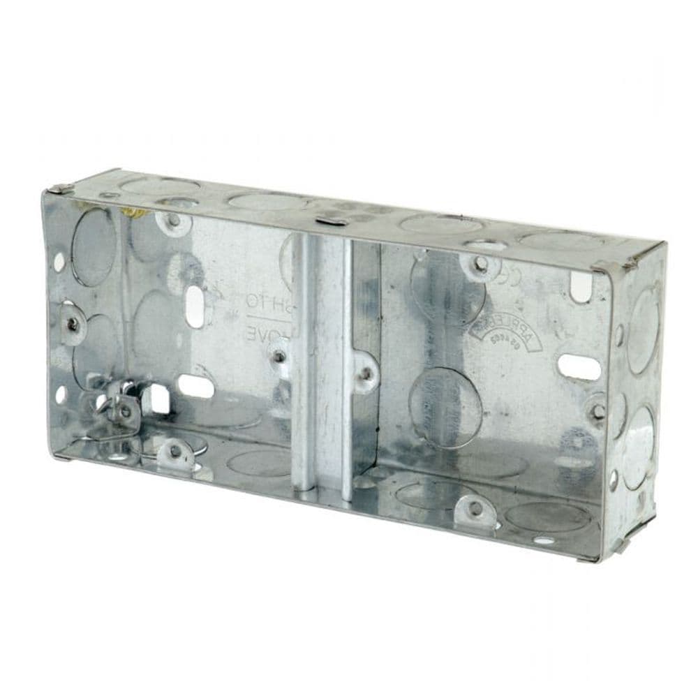 Steel Sockets Box Appleby SB636 Flush Dual Steel Socket Box 35mm | Consumer Unit World