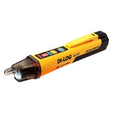 Yellow and black voltage detector pen on a white background