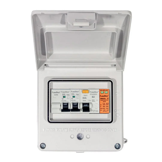 FuseBox A65GRAXWH White IP65 Garage Consumer Unit with Surge Protection ...