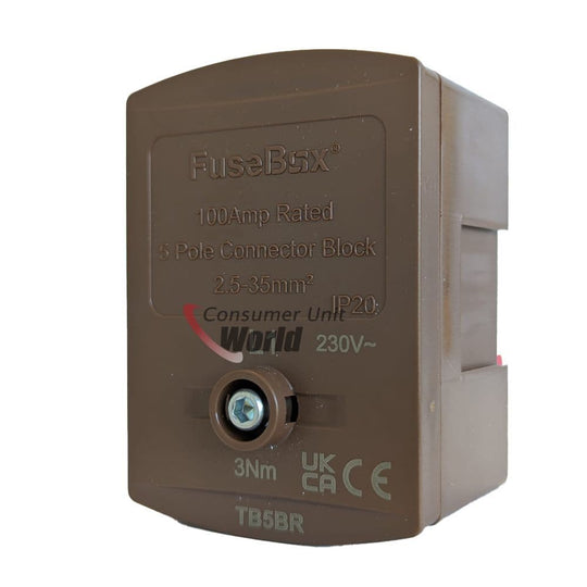 FuseBox TB5BR 100A 5 Way Connector Block - Brown | Consumer Unit World