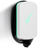 A white Hypervolt Home 3 Pro electric vehicle charging station with a black cable.