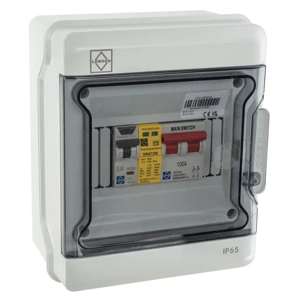 Lewden 40A Bi-Directional RCBO IP65 Polycarbonate EV Consumer Unit ...