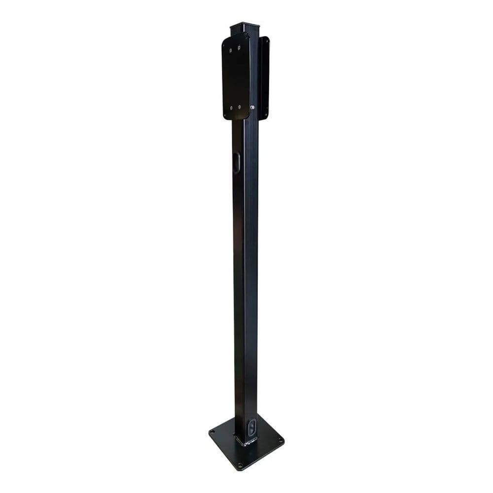 A black mounting post with a square base and a flat top, designed to hold a television or other electronic device.